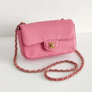 (SOLD) genuine pre-owned Chanel python mini classic flap