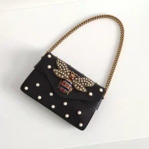 (SOLD) genuine pre-owned Gucci bee broadway clutch