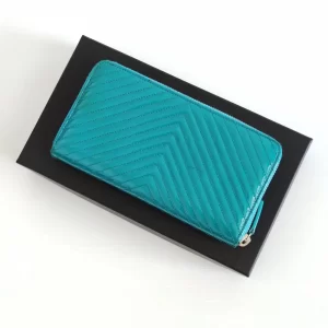 genuine pre-owned Chanel chevron zippy wallet