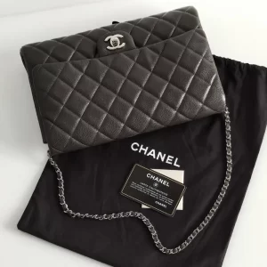 (SOLD) genuine pre-owned Chanel classic flap clutch with chain