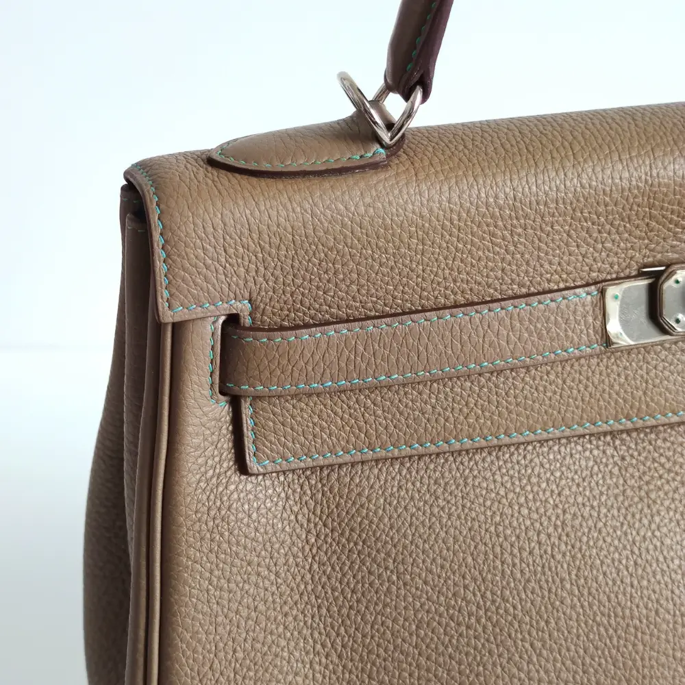 Hermes Kelly 32 Retourne Bag in Etoupe Clemence Leather with
