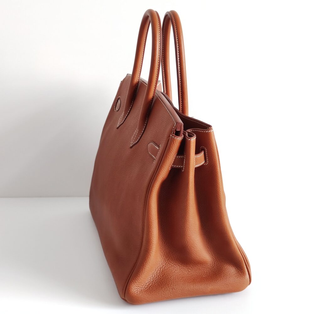Hermes Birkin Handbag Brown Barenia Faubourg with Palladium Hardware 35  Brown 476621