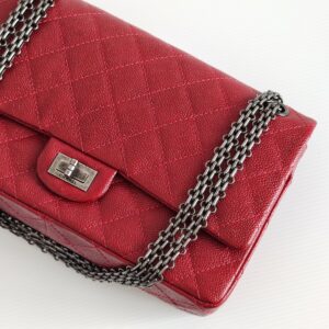 (SOLD) genuine (like-new) Chanel red caviar 2.55 reissue flap (size 226)