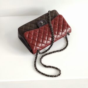 (SOLD) genuine pre-owned Chanel “Paris-Edinburgh” tricolour jumbo classic flap