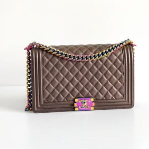 (SOLD) genuine (almost-new) Chanel rainbow iridescent new-medium boy bag