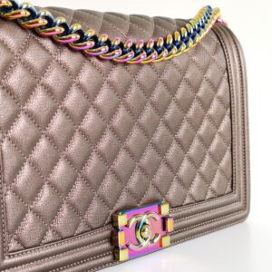 (SOLD) genuine (almost-new) Chanel rainbow iridescent new-medium boy bag