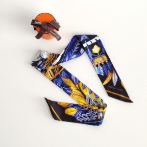 genuine (NEW) Hermès “Danse Pacifique” twilly – bleu nuit