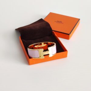 genuine pre-owned Hermès clic clac H bracelet – pink GHW