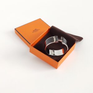 genuine pre-owned Hermès clic clac H bracelet – black PHW