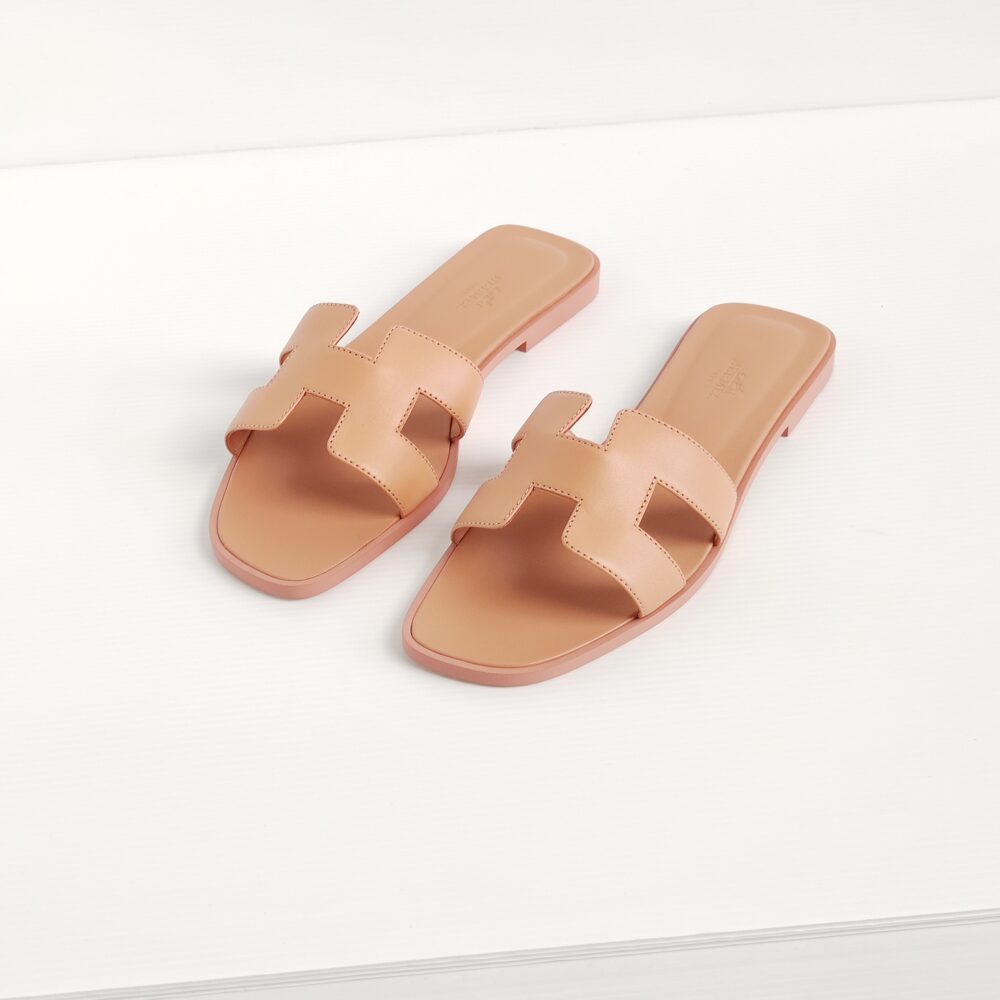 (SOLD) genuine (NEW) Hermès oran sandals – granit rose (38.5)