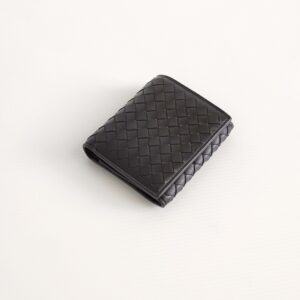 (SOLD) genuine (unused) Bottega Veneta small trifold wallet – black
