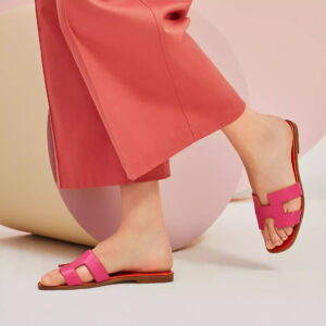 (SOLD) genuine (NEW) Hermès oran sandals – orange + rose flash (38.5)