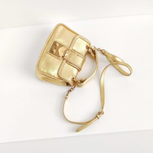 genuine pre-owned Miu Miu gold metallic mini padlock bag