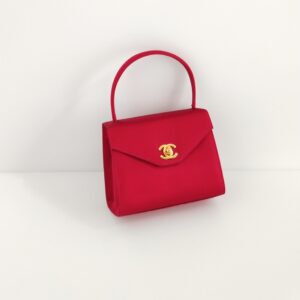 (SOLD) genuine (pristine) Chanel 1996 vintage red satin “kelly” handbag