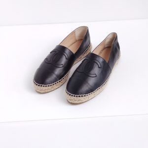 genuine (NEW) Chanel CC black leather espadrilles (39)