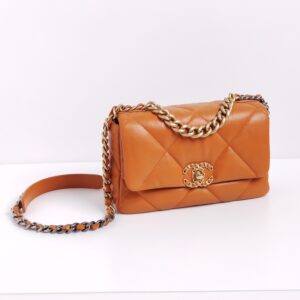 (SOLD) genuine (like-new) Chanel medium 19 bag – pumpkin caramel