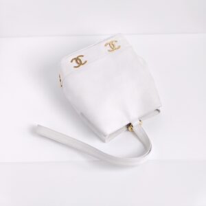 (SOLD) genuine pre-owned Chanel vintage white caviar bucket bag