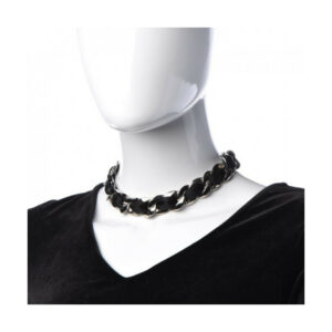 (SOLD) genuine (like-new) Chanel satin-lace chain choker necklace