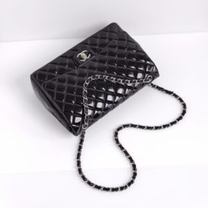 (SOLD) genuine pre-owned Chanel black patent maxi classic flap