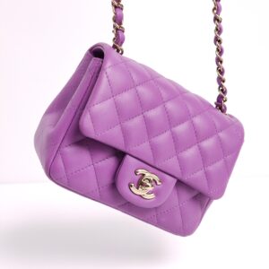 genuine (like-new) Chanel purple lambskin mini flap