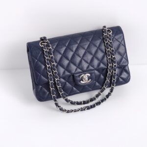 (SOLD) genuine pre-owned Chanel medium classic flap – navy caviar