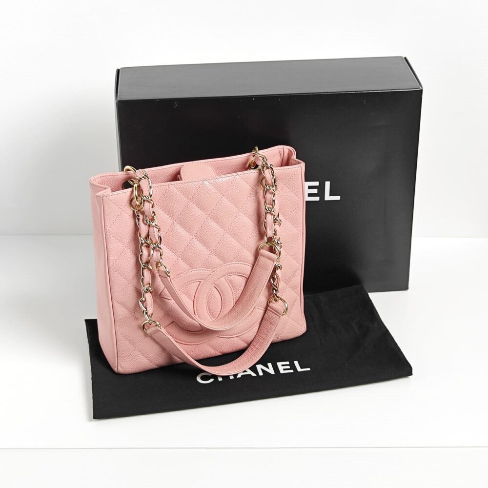 SOLD) genuine (almost-new) Chanel “PST” petite shopping tote