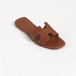 (SOLD) genuine (like-new) Hermès oran sandals – gold box calf (36.5)