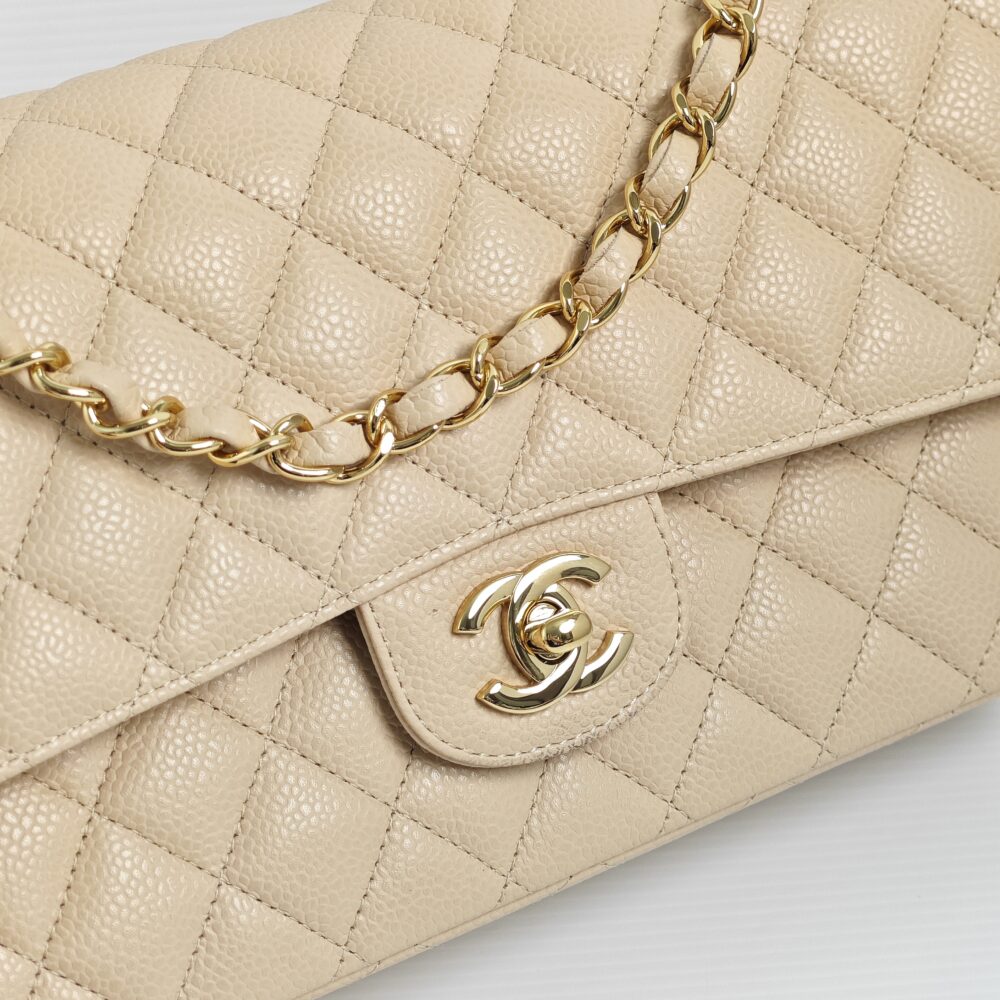 SOLD) genuine (unused) Chanel medium classic flap – beige clair caviar –  Deluxe Life Collection