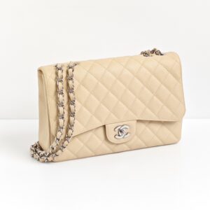 (SOLD) genuine (like-new) Chanel classic jumbo single flap – beige clair caviar