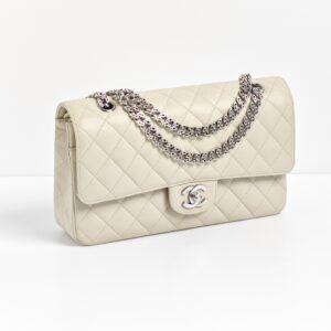 (SOLD) genuine (almost-new) Chanel medium classic flap – blanc fonce caviar
