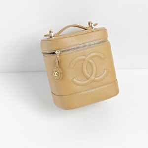 (SOLD) genuine pre-owned Chanel vintage beige caviar vanity case