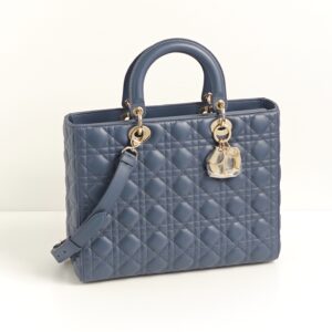 genuine (like-new) Dior large Lady Dior – denim blue