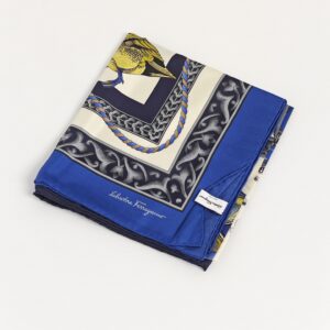 genuine (unworn) Ferragamo ‘Elizabeth’ double side scarf – blue