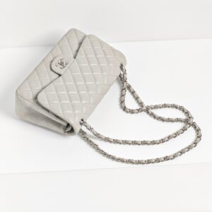 (SOLD) genuine pre-owned Chanel jumbo classic flap – light grey caviar