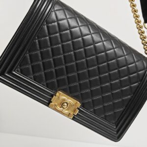 (SOLD) genuine pre-owned Chanel black lambskin new-medium boy bag