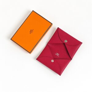(SOLD) genuine (NEW) Hermès calvi card holder – rubis