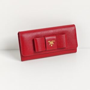 genuine (like-new) Prada saffiano bow continental wallet