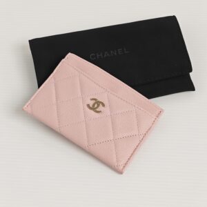 (SOLD) genuine (unused) Chanel classic flat card holder – pink caviar