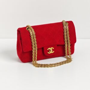 genuine pre-owned Chanel vintage red jersey mademoiselle classic small flap