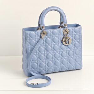 genuine pre-owned Dior large Lady Dior – baby blue