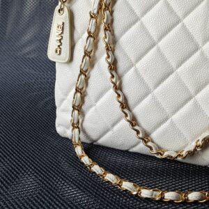 (SOLD) genuine pre-owned Chanel 1996 vintage white caviar bag