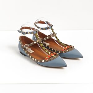(SOLD) genuine pre-owned Valentino rockstud ballerinas with ankle straps (37)