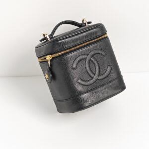 (SOLD) genuine pre-owned Chanel 2001 vintage black caviar vanity case