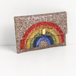 genuine pre-owned Anya Hindmarch valorie glitter clutch – rainbow