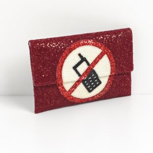 genuine pre-owned Anya Hindmarch valorie glitter clutch – no phone sign