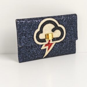 genuine pre-owned Anya Hindmarch valorie glitter clutch – thunderstorm