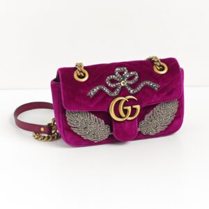 (SOLD) genuine pre-owned Gucci embroidered velvet mini marmont – purple