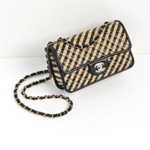 (SOLD) genuine (like-new) Chanel raffia rectangular mini flap