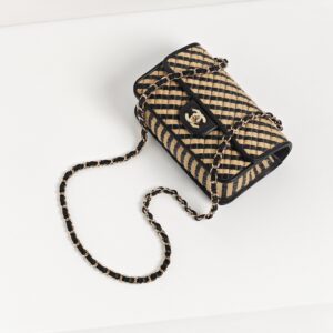 (SOLD) genuine (like-new) Chanel raffia rectangular mini flap