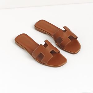 genuine (unworn) Hermès oran sandals – gold box calf (35)